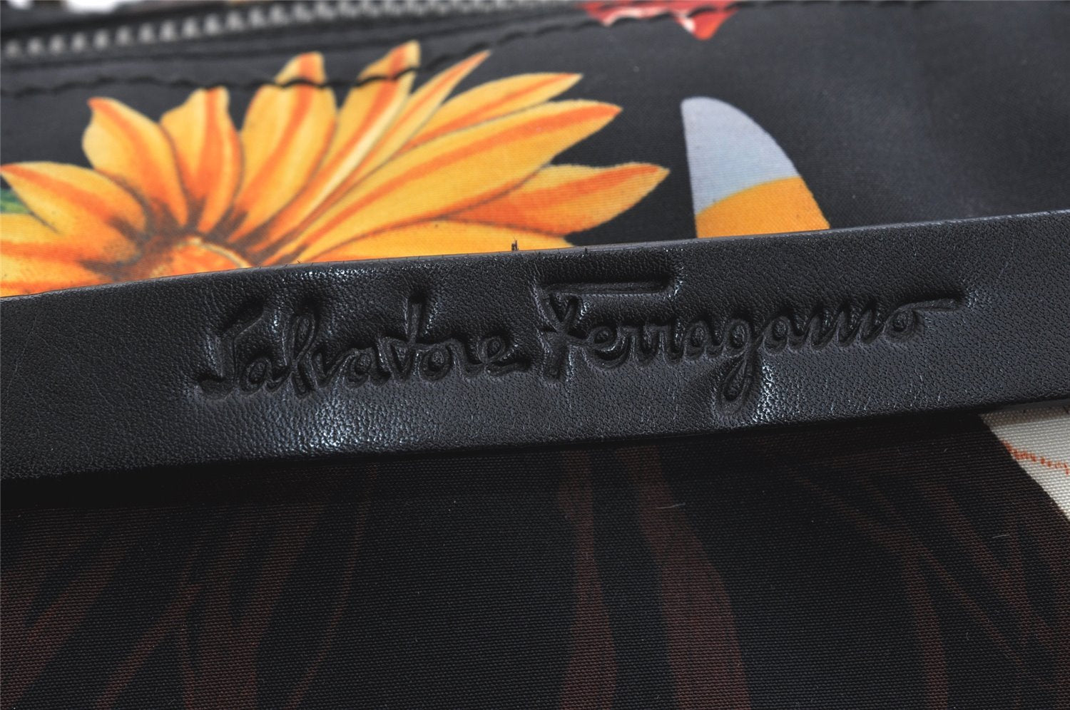 Authentic Salvatore Ferragamo Gancini Nylon Leather 2Way Hand Bag Black 3003K