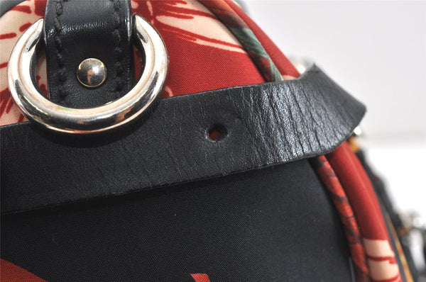 Authentic Salvatore Ferragamo Gancini Nylon Leather 2Way Hand Bag Black 3003K