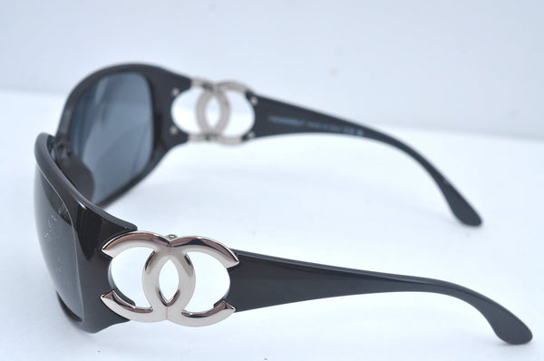 Authentic CHANEL Vintage Sunglasses CC Logos CoCo Mark Plastic Black Box 3004J