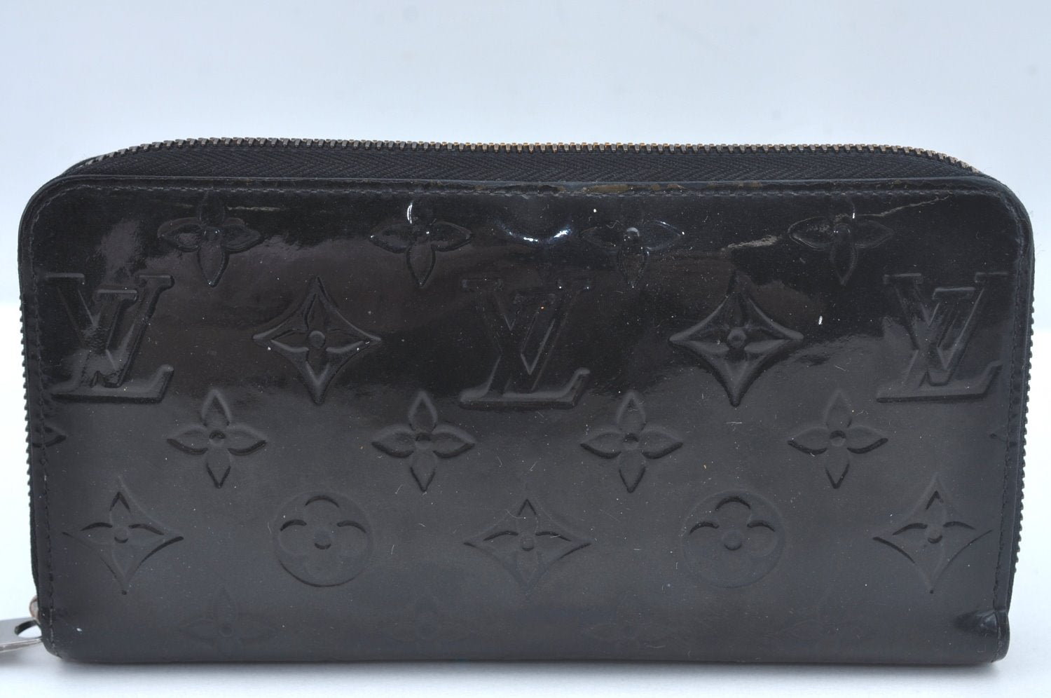 Authentic Louis Vuitton Vernis Zippy Wallet Long Purse Black M90075 LV 3007J