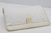 Authentic CHANEL Calf Skin Matelasse CoCo Mark Clutch Hand Bag Purse White 3010J