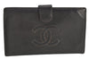 Authentic CHANEL Caviar Skin CC Logo Bifold Long Wallet Black Junk 3010K