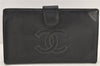 Authentic CHANEL Caviar Skin CC Logo Bifold Long Wallet Black Junk 3010K