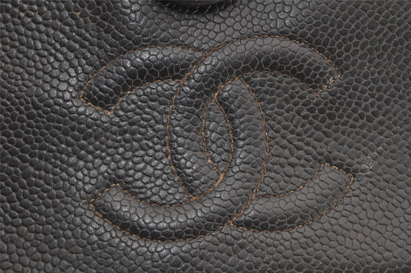 Authentic CHANEL Caviar Skin CC Logo Bifold Long Wallet Black Junk 3010K