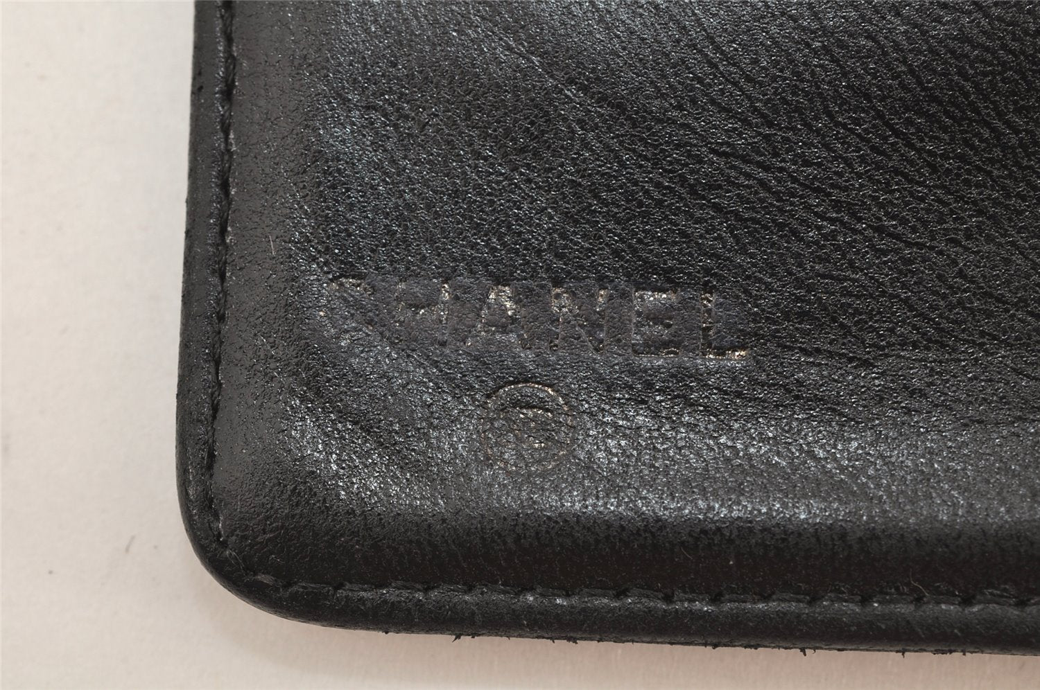 Authentic CHANEL Camellia Calf Skin CC Logo Bifold Long Wallet Purse Black 3011K