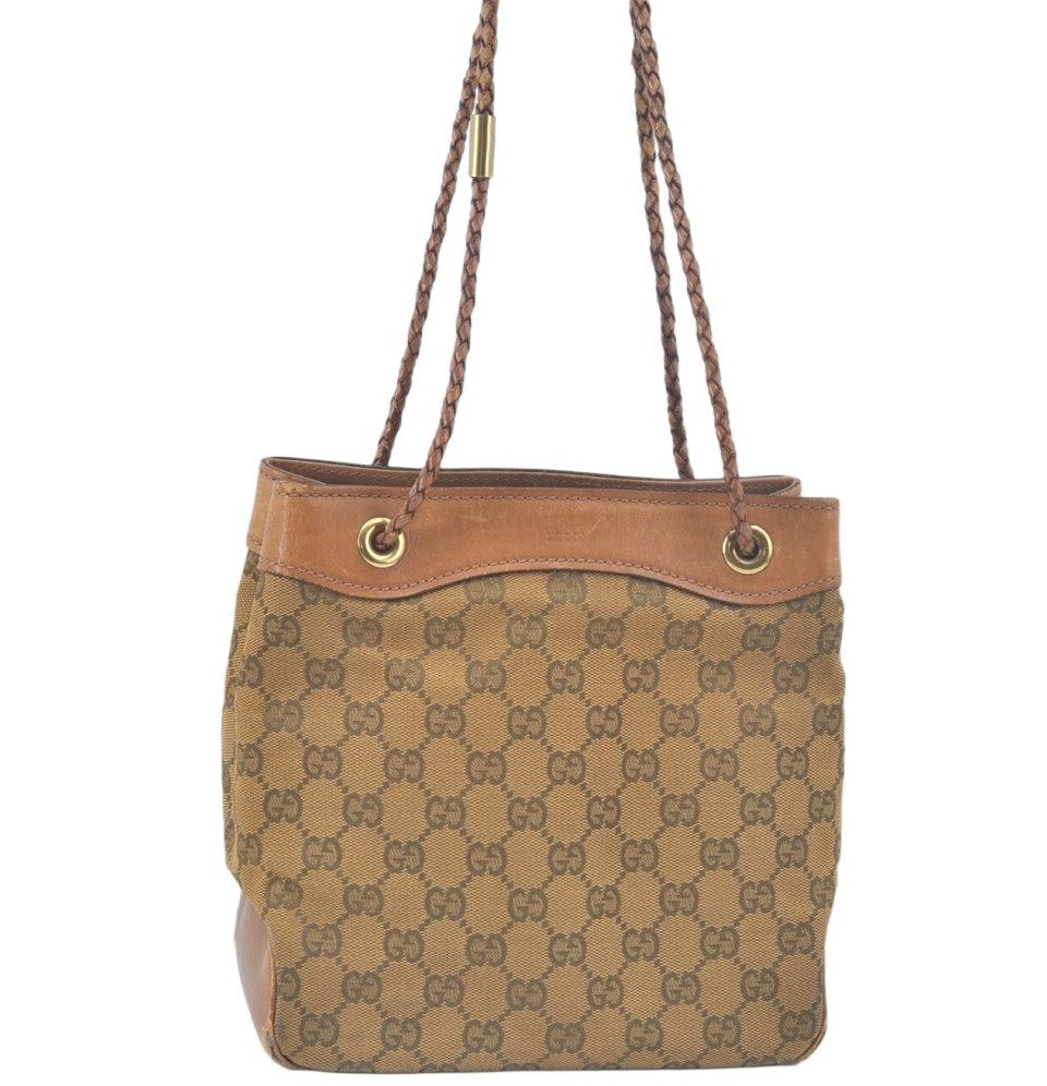 Authentic GUCCI Vintage Shoulder Tote Bag GG Canvas Leather 109143 Brown 3012J