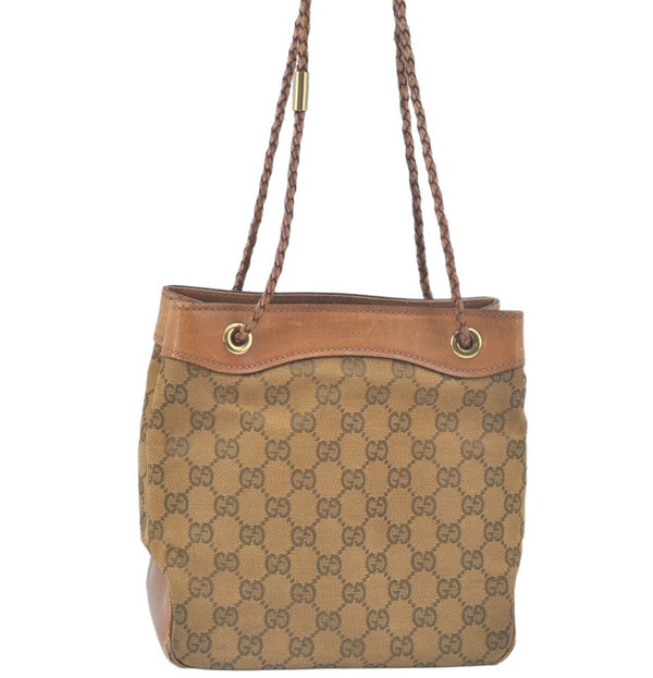 Authentic GUCCI Vintage Shoulder Tote Bag GG Canvas Leather 109143 Brown 3012J