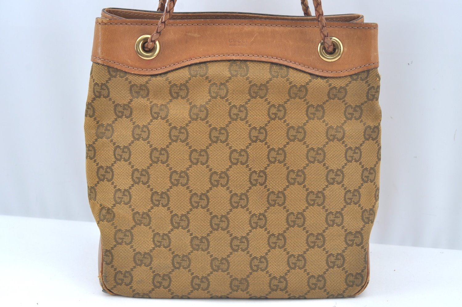 Authentic GUCCI Vintage Shoulder Tote Bag GG Canvas Leather 109143 Brown 3012J