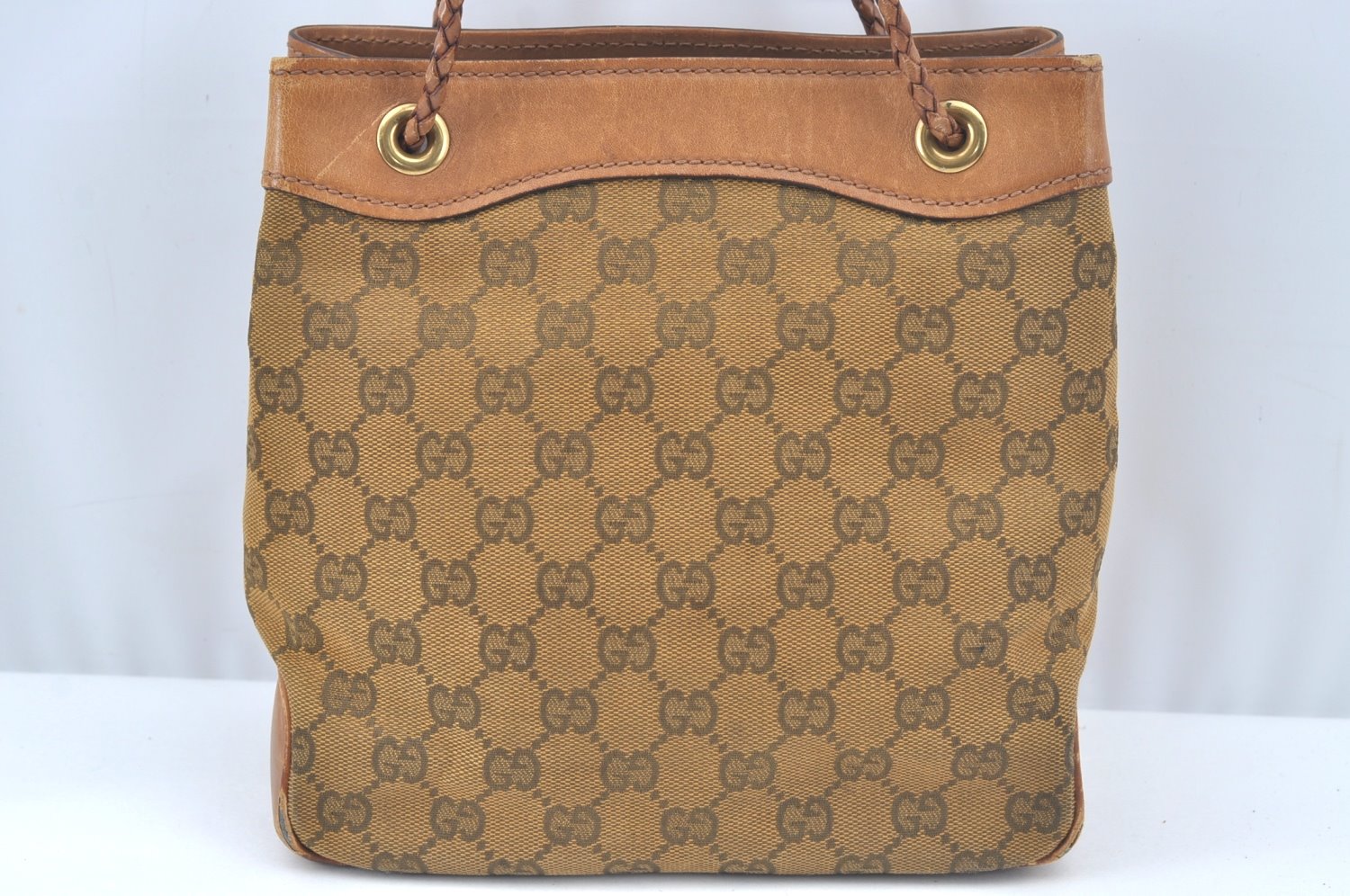 Authentic GUCCI Vintage Shoulder Tote Bag GG Canvas Leather 109143 Brown 3012J