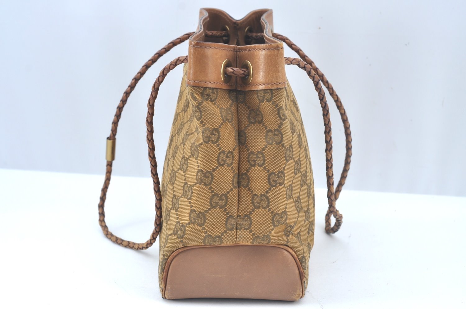 Authentic GUCCI Vintage Shoulder Tote Bag GG Canvas Leather 109143 Brown 3012J