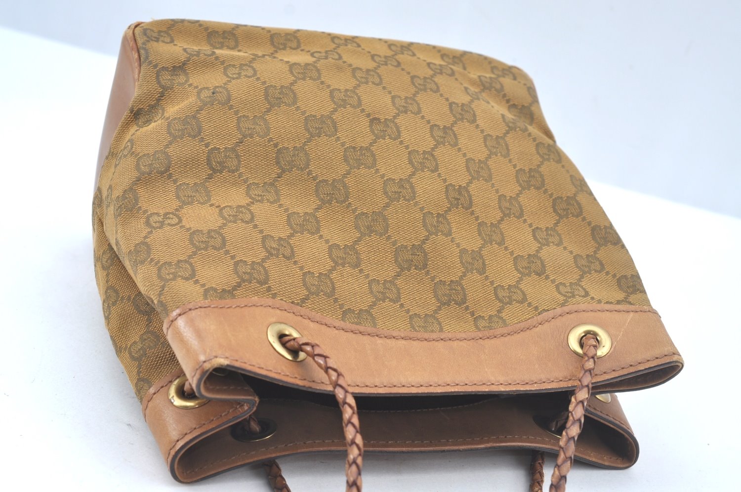 Authentic GUCCI Vintage Shoulder Tote Bag GG Canvas Leather 109143 Brown 3012J