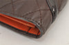 Authentic CHANEL Calf Skin Cambon Line CC Logo Bifold Long Wallet Brown 3012K
