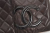 Authentic CHANEL Calf Skin Cambon Line CC Logo Bifold Long Wallet Brown 3012K