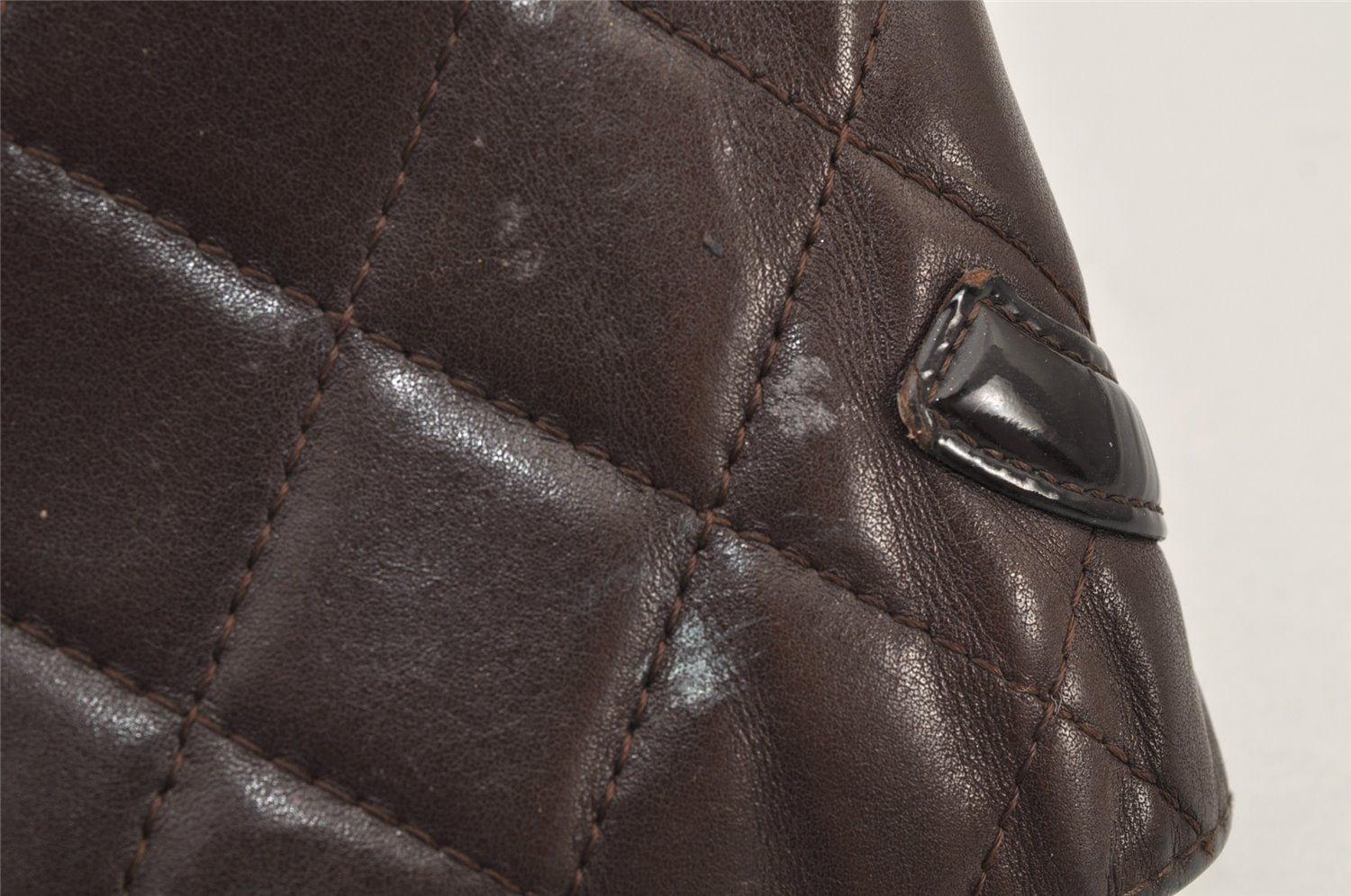 Authentic CHANEL Calf Skin Cambon Line CC Logo Bifold Long Wallet Brown 3012K