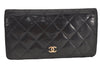 Authentic CHANEL Caviar Skin Matelasse Bifold Long Wallet CC Logo Black 3014K