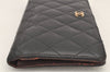 Authentic CHANEL Caviar Skin Matelasse Bifold Long Wallet CC Logo Black 3014K