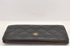 Authentic CHANEL Caviar Skin Matelasse Bifold Long Wallet CC Logo Black 3014K