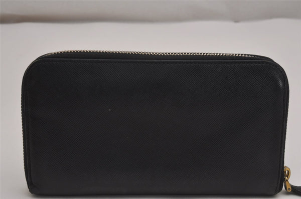 Authentic PRADA SAFFIANO FIOCCO Ribbon Leather Long Wallet 1M0506 Black 3017J