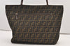 Authentic FENDI Zucca Vintage Shoulder Tote Bag Canvas Leather Brown 3018J