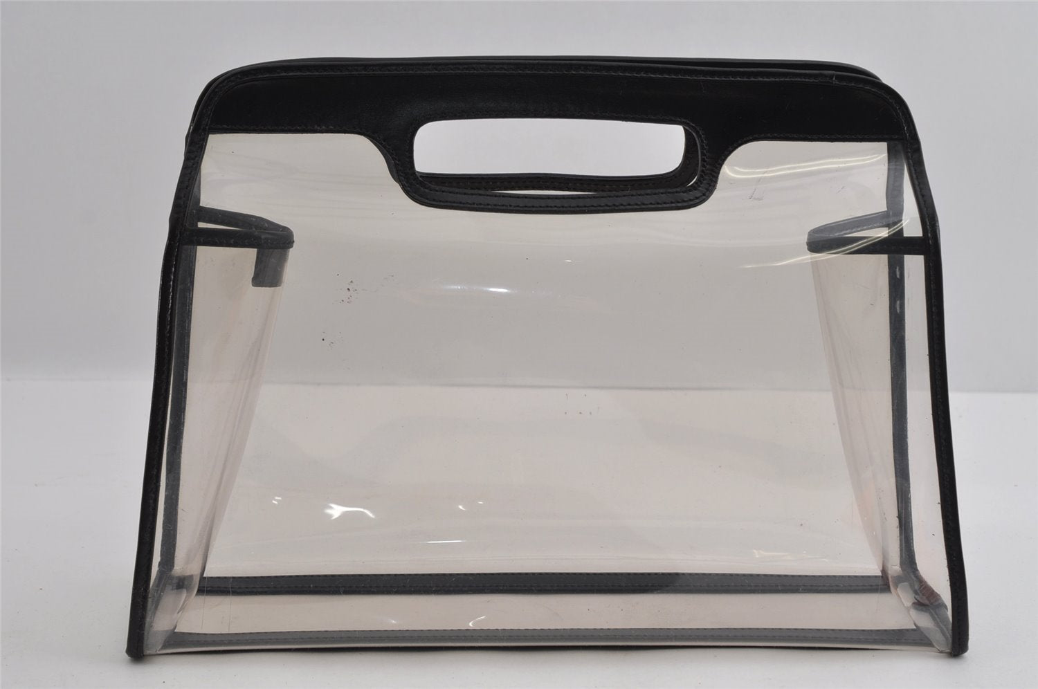 Authentic GUCCI Vintage 2in1 Hand Bag Vinyl Leather Clear 3022I