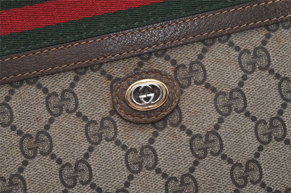Authentic GUCCI Web Sherry Line Business Briefcase GG PVC Leather Brown 3022J