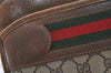 Authentic GUCCI Web Sherry Line Business Briefcase GG PVC Leather Brown 3022J
