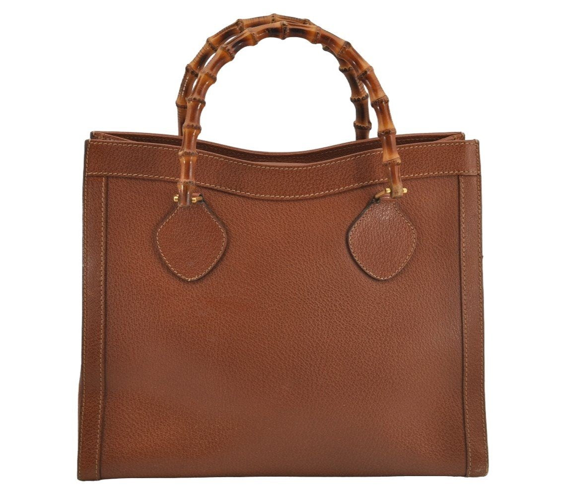 Authentic GUCCI Vintage Bamboo Shoulder Hand Bag Leather Brown Junk 3023J