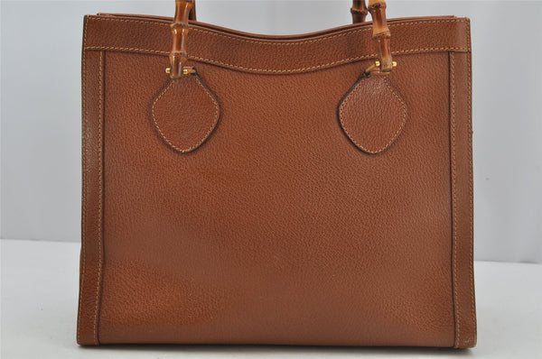 Authentic GUCCI Vintage Bamboo Shoulder Hand Bag Leather Brown Junk 3023J