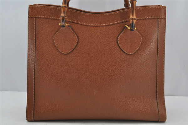 Authentic GUCCI Vintage Bamboo Shoulder Hand Bag Leather Brown Junk 3023J