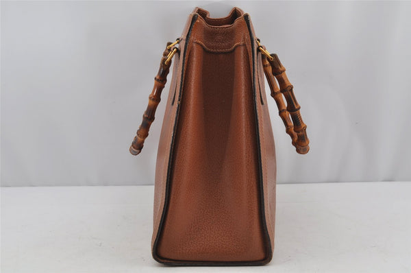 Authentic GUCCI Vintage Bamboo Shoulder Hand Bag Leather Brown Junk 3023J