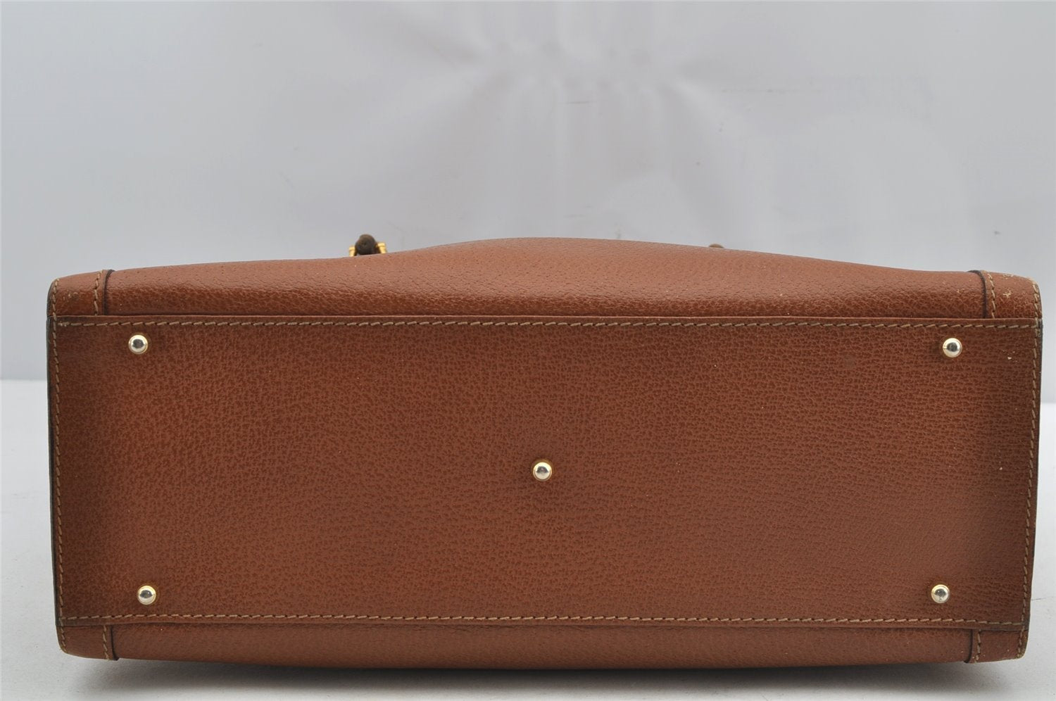 Authentic GUCCI Vintage Bamboo Shoulder Hand Bag Leather Brown Junk 3023J