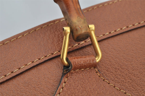 Authentic GUCCI Vintage Bamboo Shoulder Hand Bag Leather Brown Junk 3023J