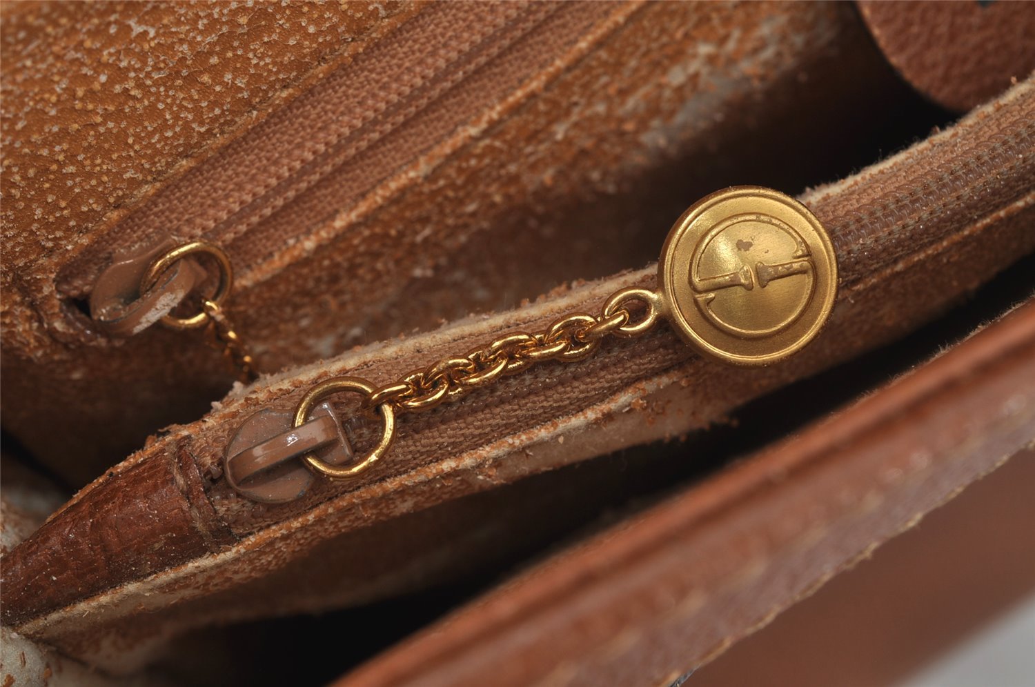 Authentic GUCCI Vintage Bamboo Shoulder Hand Bag Leather Brown Junk 3023J