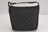 Authentic GUCCI Vintage Hand Bag Pouch Purse GG Canvas Leather 34080 Black 3025J
