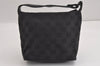 Authentic GUCCI Vintage Hand Bag Pouch Purse GG Canvas Leather 34080 Black 3025J