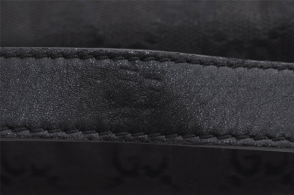 Authentic GUCCI Vintage Hand Bag Pouch Purse GG Canvas Leather 34080 Black 3025J