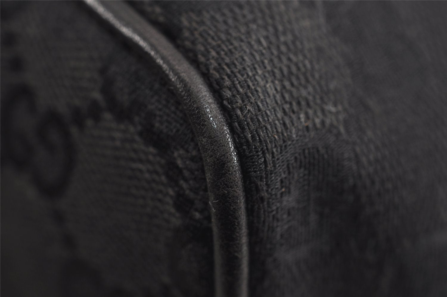 Authentic GUCCI Vintage Hand Bag Pouch Purse GG Canvas Leather 34080 Black 3025J