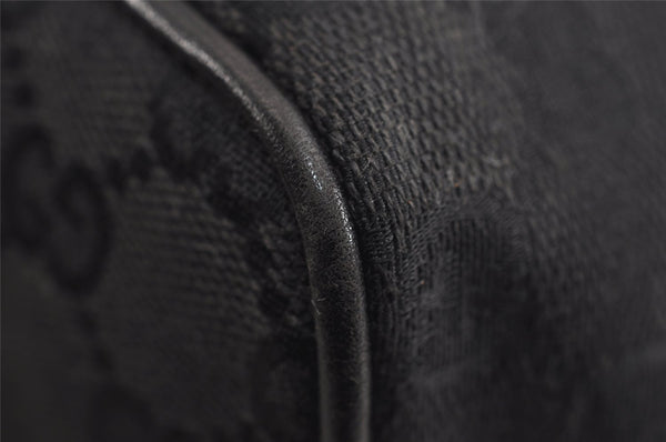 Authentic GUCCI Vintage Hand Bag Pouch Purse GG Canvas Leather 34080 Black 3025J