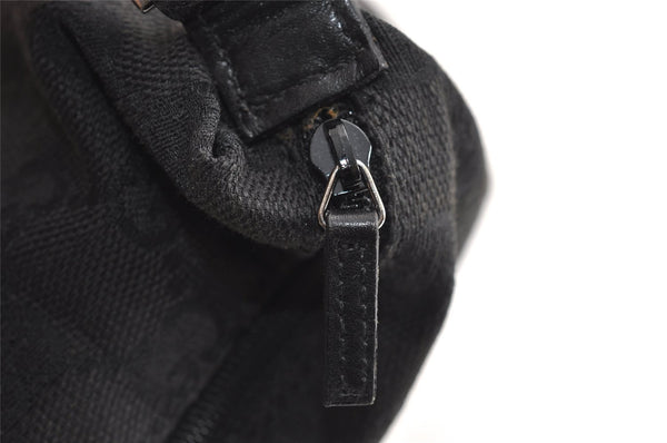 Authentic GUCCI Vintage Hand Bag Pouch Purse GG Canvas Leather 34080 Black 3025J