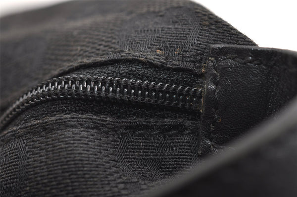 Authentic GUCCI Vintage Hand Bag Pouch Purse GG Canvas Leather 34080 Black 3025J