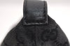 Authentic GUCCI Vintage Hand Bag Pouch Purse GG Canvas Leather 34080 Black 3025J