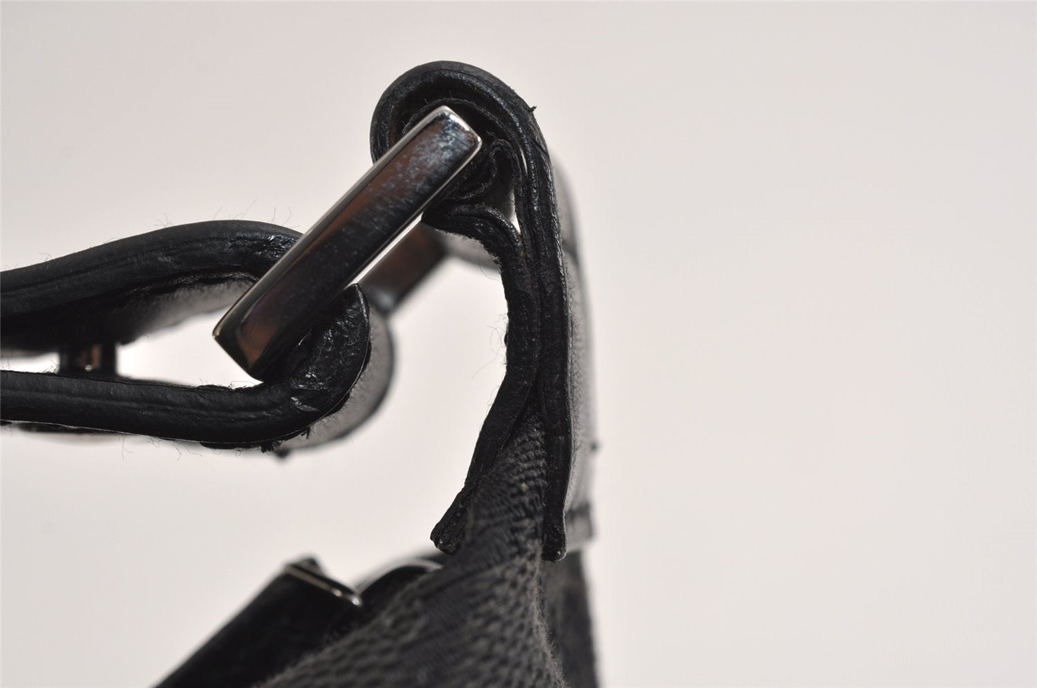 Authentic GUCCI Vintage Hand Bag Pouch Purse GG Canvas Leather 34080 Black 3025J