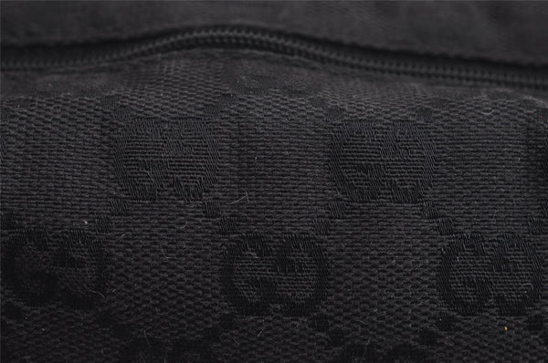 Authentic GUCCI Vintage Hand Bag Pouch Purse GG Canvas Leather 34080 Black 3025J