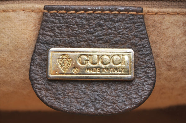 Authentic GUCCI Web Sherry Line Shoulder Cross Bag GG PVC Leather Brown 3026I