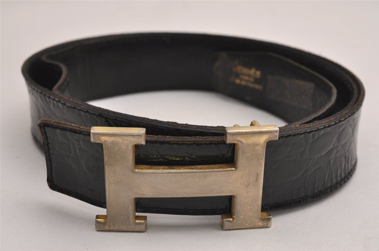 Authentic HERMES Constance Enamel Leather Belt Size 95cm 37.4