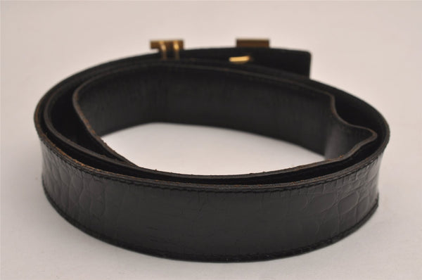 Authentic HERMES Constance Enamel Leather Belt Size 95cm 37.4" Black 3026J
