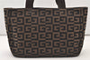 Authentic GIVENCHY Vintage Canvas Leather Tote Hand Bag Brown 3027J