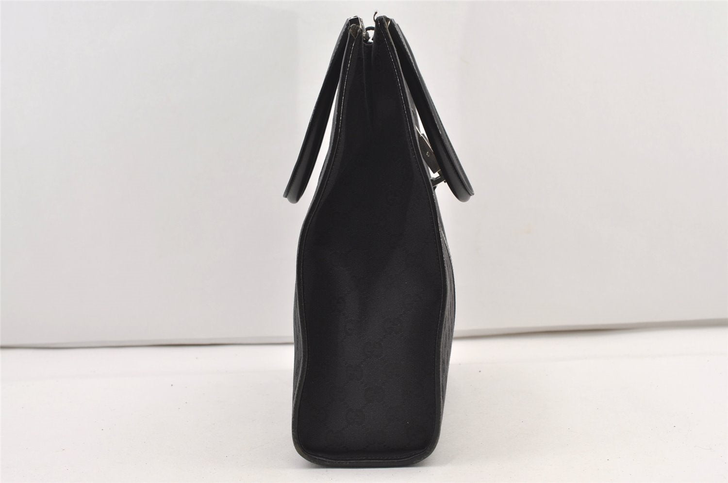 Authentic GUCCI Jackie Shoulder Tote Bag GG Canvas Leather 0021064 Black 3030J