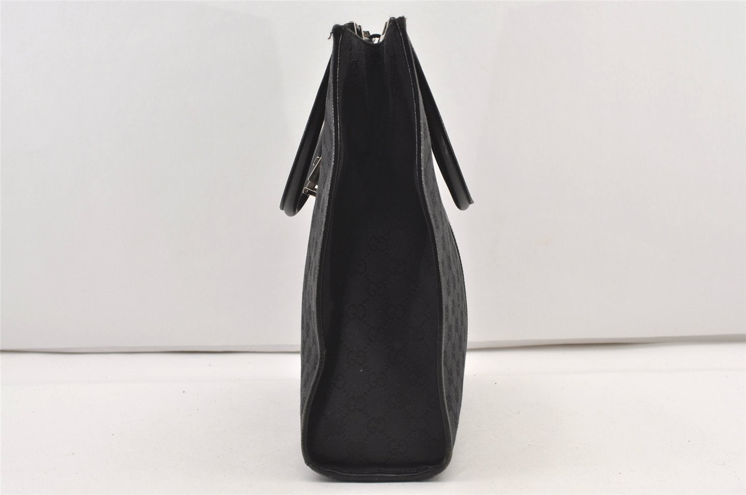 Authentic GUCCI Jackie Shoulder Tote Bag GG Canvas Leather 0021064 Black 3030J