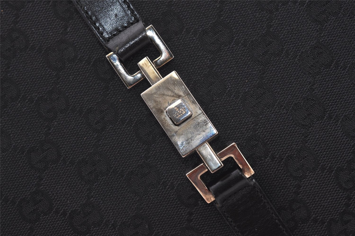 Authentic GUCCI Jackie Shoulder Tote Bag GG Canvas Leather 0021064 Black 3030J